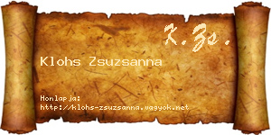 Klohs Zsuzsanna névjegykártya